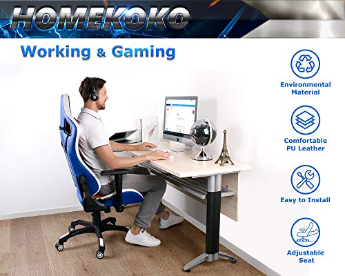 PC Gaming Chair High Back Racing Chair with Adjustable Armrest Blue Red USA Game Chair with Lumbar Support for Men and Women