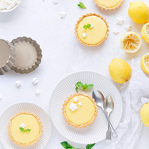 AQIMY 4 Inch Quiche Pans Non Stick Removable Bottom Mini Tart Pans (Set of 6) - Thumbnail 3