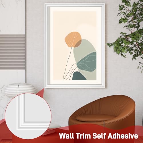 Starvortex 7 m x 2.8 cm Adhesive Wall Moulding, PVC Skirting Board for Interior Doors White Self-Adhesive Soft Skirting Board for Mirrored Walls and Cabinets