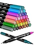 Dual Brush Pens Art Projects Markers Colored Fine Tip Pen Set of 36 Fine Point Bullet Journal Pens for Writing Drawing Adult Coloring Books Planner Sketch Book Calendar Note Marker for Kids Adults