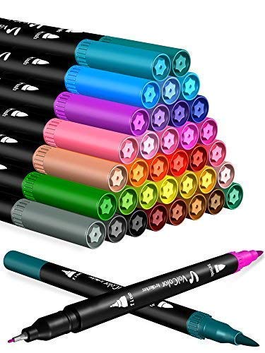 Dual Brush Pens Art Projects Markers Colored Fine Tip Pen Set of 36 Fine Point Bullet Journal Pens for Writing Drawing Adult Coloring Books Planner Sketch Book Calendar Note Marker for Kids Adults