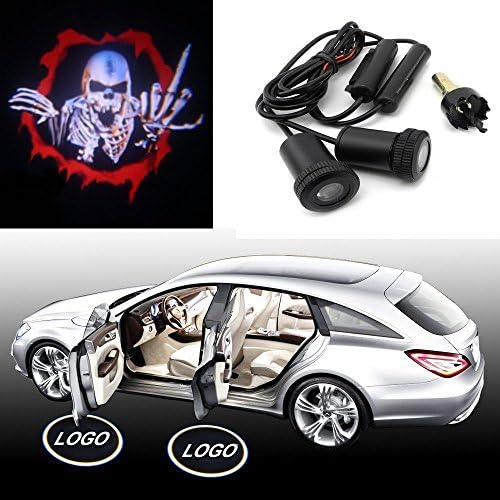 Slite Universal Car LED Projector Door Lamp Ghost Shadow Welcome Light Laser Emblem Logo Kit for BMW with Stylus Dust Plug- 1 Pair (Skull)