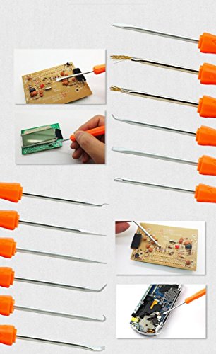 JAKEMY JM-Z01 Soldering Assist Tool 6-Piece Repair Set, Desoldering Tool PCB Soldering Aids Cleaning Kit for surface mount components, removing chips from sockets, repairing electronics - Thumbnail 4