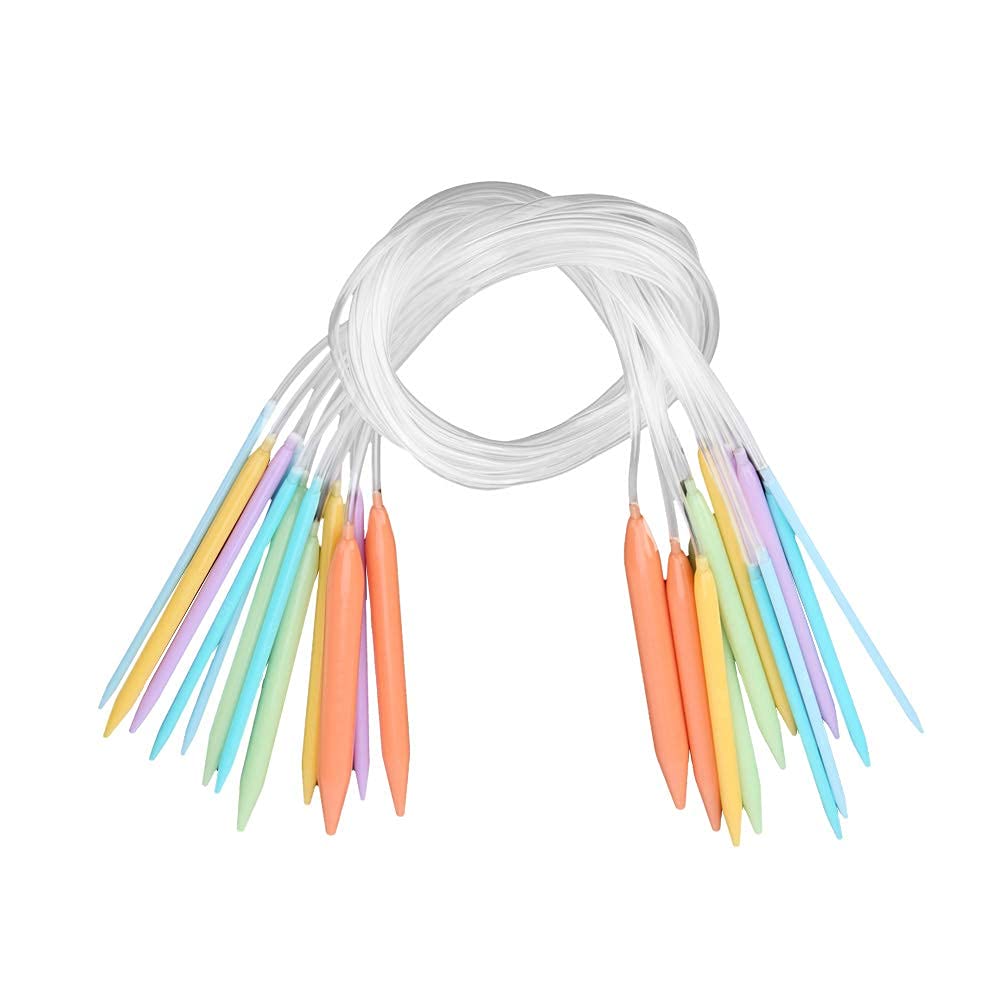 Akozon 12 PCS Needles Craft Knit kit 3.5 mm to 12mm Multicolor Plastic Circular Tube Knitting Needles Kit Sweater Needle Set (80CM)