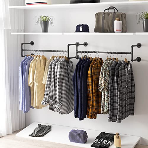 OROPY Clothes Rack Industrial Pipe, Heavy Duty Detachable Wall Mounted