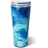Swig Life 32oz Insulated Tumbler, Travel Coffee Tumbler with Lid, Cup Holder Friendly Travel Coffee Mug, Stainless Steel, 32 oz, Reusable Insulated Mug with Lid (Blue Lagoon)