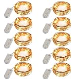Accmor Led Christmas String Lights, CR2032 Battery Operated Lights Set of 10, Bedroom Indoor Outdoor Halloween Decorations, 7.87ft 20 Leds Waterproof Cooper Lights for(UL Certified, Warm White)
