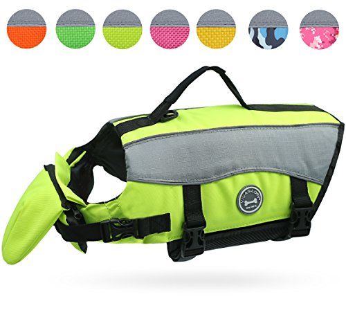 Vivaglory Dog Life Jackets with Extra Padding for Dogs, X-Small - Extra Reflective Yellow