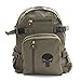 The Punisher Skull Backpack in Olive Canvas with Black Skull, Large