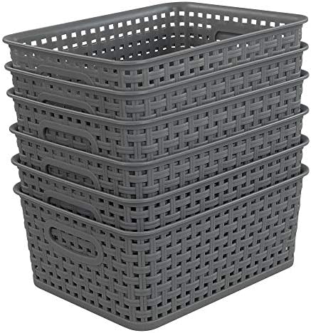 Pekky Grey Plastic Storage Baskets Classroom Organization Baskets 6 Packs