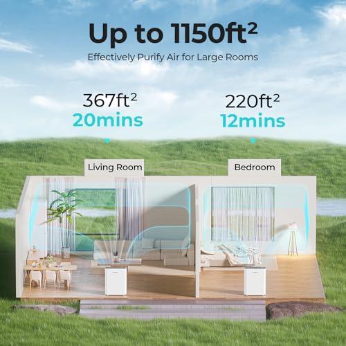 Homvana Air Purifier for Home Larger Room Bedroom, H13 True HEPA Air Filter Purifiers Cleaner, with Auto Mode, Quality Indicator, SilentAir Tech, Ozone Free for Pets Allergies Smokers Dust Pollen etc