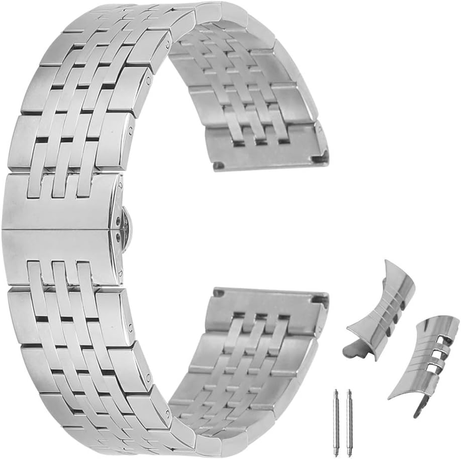 Super Curved End Solid Stainless Steel Watch Band Replacement Bracelet Straight End