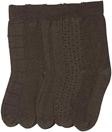 Basic/Outfitters Mens 5 Pack Basic Dress Crew Socks (Textured Dark Grey Heather)