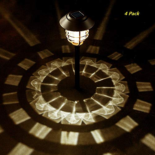 SUNWIND Outdoor LED Solar Lighting - 4 Pack Bronze Outdoor Path Lighting LED Solar Powered Garden Landscape Lamp Die Casting Aluminum Patio Pathway Clear Glass Heavy-Duty for All Weather (Bronze)