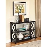 Black Occasional Console Sofa Table Bookshelf ()