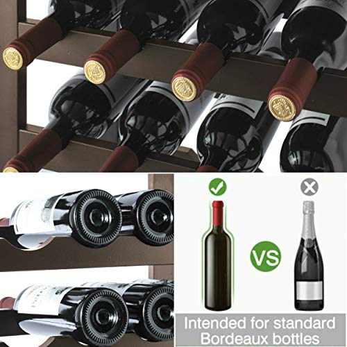 URFORESTIC Bamboo Wine Rack Free Standing Wine Holder Display Shelves with Glass Holder Rack, 16 Bottles Stackable Capacity for Home Kitchen (Retro...) - Thumbnail 5