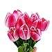 DECORA 10Pcs/Bag PU Holland Mini Tulip Artificial Flower Real Touch for Wedding,Room,Home,Hotel,Party Decoration (Double Pink)