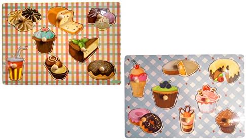 WELLSKEY Set of 2 Wooden Peg Puzzles (Sweets)