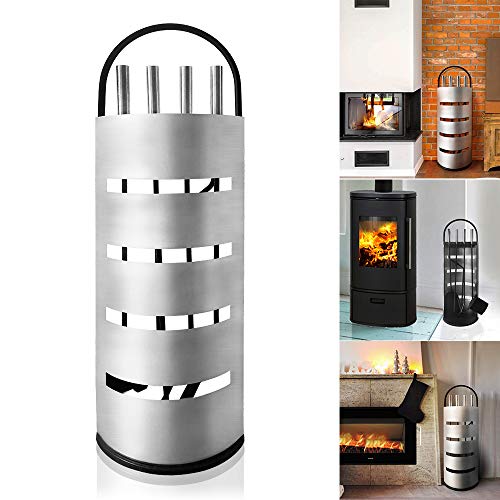 Froadp 5 tlg Kaminbesteck Edelstahl Kamingarnitur Silber Kaminzubehör