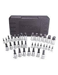 TACKLIFE   Juego de llaves de vaso hexagonales, acero S2, métricas y SAE (35 piezas)   HBS1B