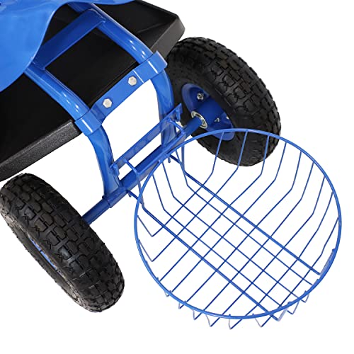 Sunnydaze Garden Cart Rolling Scooter Features Extendable Steer
