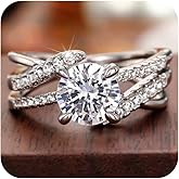 RKKOJJO 925 Sterling Silver Cubic Zirconia Ring Diamond Ring Engagement Ring Wedding Band Rings for Women