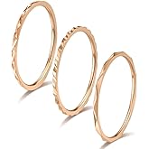 JESMING 1mm Single Ring 3-Piece Set – Stacked Titanium Steel Rings for Women – Minimalist & Elegant Combination