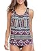 Yonique Ladies Tribal Blouson Tankini Swimsuits for Women 2 Piece Bathing Suits