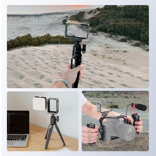 NEEWER Action Camera Cage Kit Compatible with DJI Osmo Action 5 Pro 4 3 DJI Mic, Protective Frame Accessories with Quick Release Cold Shoe Mount & Magnetic Mount Adapter, AC011+AC012+ AC014