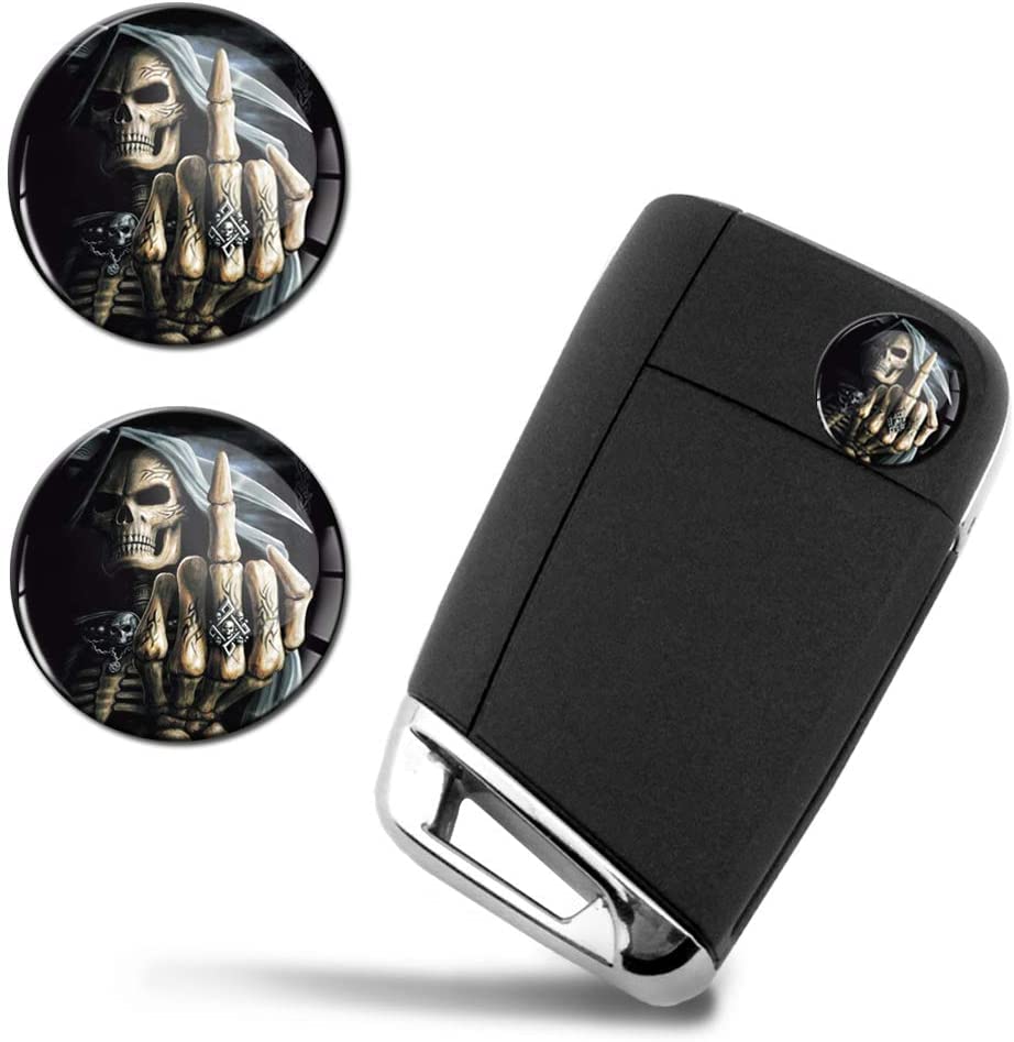 SkinoEu® 2 x 3D Gel Silicone Stickers Skull Key Emblem Key Fob Badge Remote Control Replacement Logo Decal Tuning Auto Moto Car KSK 27