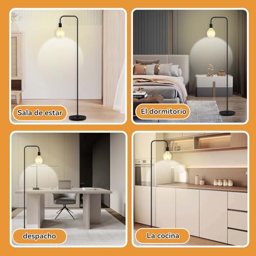 Lampara de Pie para Sala,Socket E26,152cm, Lámpara de Pie Industrial para Sala de Estar,Lámpara de Pie Moderna con Interruptor de Pie,Diseño Minimalista,para Recámara y Estudio,(Bombilla no Incluida)