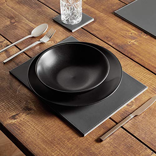 VonShef 12pc Matte Black Dinner Set Black Dinnerware Set of 12 Pieces