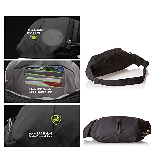 Travelon Anti Theft Slim Waist Pack RFID Blocking Travel Pouch Fanny