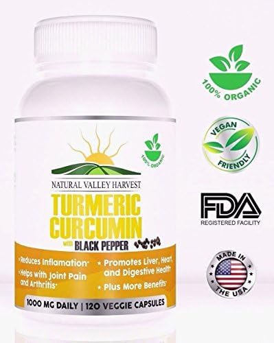 Turmeric Curcumin with black pepper l1000(per serving) l 120 capsules l 100% Organic