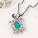 Outgeek Turquoise Necklace Set, Turquoise Pendant Chain Necklace Dangle Earrings Bracelet Set for Women