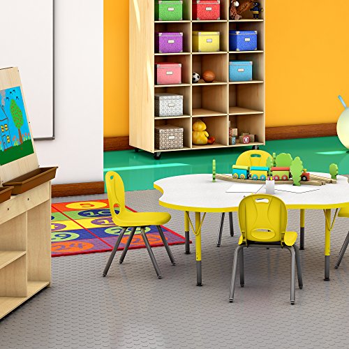 Sprogs SPG-RCECLVC-P-MBBK Clover Adjustable-Height Preschool Activity Table w/ Self Leveling Glides,Maple/Black