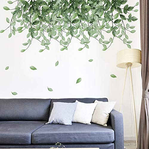 Fallen Leaves Wall Stickers Green Tropical Leaves Wall Decal Plants