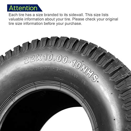 MaxAuto 22x10x10 22x10-10 22x10.00-10 22-10-10 Turf Lawn Mower Golf Cart Tractor Tires P332 4PLY, Set of 2 - Thumbnail 3