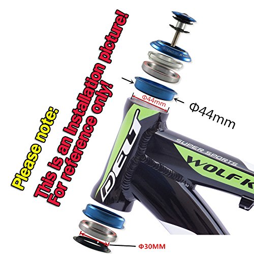 Shoptourismkit 1set 1-1/8" MTB Mountain Road Cycling Fixed gear Bike Bicycle Threadless Headset Spacers Caps For 28.6 X 44X30mm 2 Bearings (Black)