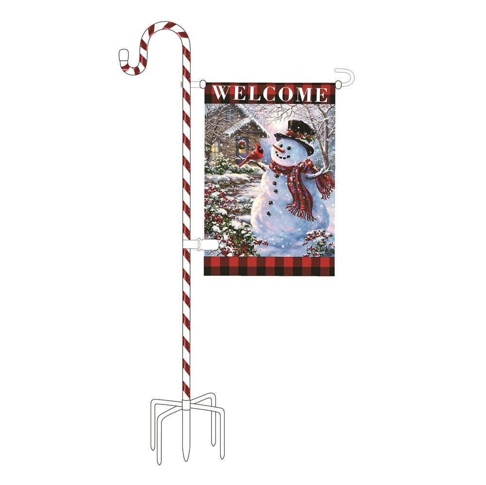 Photo 1 of ***(SEE NOTES BEFORE BIDDING)***XKMHWJ White Garden Shepherds Hook with Flag Pole, 47 inch Yard Flag Pole Holiday Decorations for Christmas and Halloween, Wedding Decor