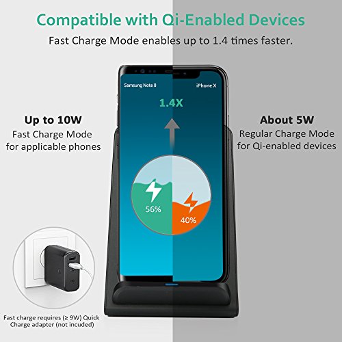 Comsoon iPhone X Wireless Charger, Wireless Charging Pad for iPhone X/ 8/ 8 Plus & all Qi Enabled Devices, Fast Charging for Samsung Galaxy S8/ S8+/ S7/ S7 edge /S6 edge+/ Note 5/ Note 8