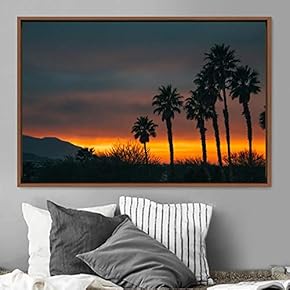 signwin Framed Canvas Wall Art Palm Tree Colorful...