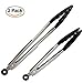 Chef's Life Barbeque Kitchen Tongs, 12 Inch & 9 Inch Non Stick Tongs for Cooking, with Joint Lock, Stainless Steel, Non Stick Silicone Tip, for BBQ, Cooking, Grilling, Salad, Black