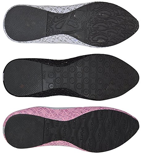 rgk's women's black, white and pink combo of 3 bellies