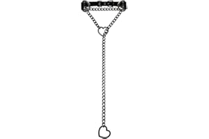 Black Heart Long Necklace with Leather Choker Gothic Stainless Steel Cuban Link Lariat Y Necklace Punk Rock Slip Chain Neckla