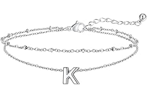FaithHeart Initial Ankle Bracelets for Women, Waterproof 14k Gold Plated Initial Anklets Non Tarnish Stainless Steel Layered Anklet Summer Beach Foot Jewelry