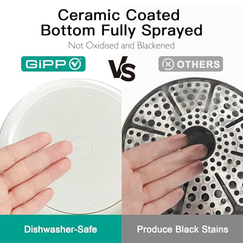 GiPP Ceramic Coating Pots and Pans Set Non Stick - 22Pcs Nonstick Cookware Set, Non-toxic Healthy Kitchen Cooking Set w/Frying Pans Set, Dishwasher Safe, PFAS PTFE PFOA PFOS Free (White)
