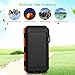 Solar Charger,Providing 10000mAh Solar Charger External Backup Battery,with Dual USB Ports,2LED Flashlights,Carabiner and Compass,Charging for Smartphones,iPad,Tablet,Camera (Black and Orange)