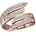 BOHG Jewelry Womens Rose Gold Plated Cubic Zirconia CZ Crystal Angel Wings Eternity Ring Wedding Band Size 7