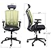 CUBOC 24 Hour High Back Ergonomic Office Chair with Tilt Lock, Tall Desk Chair with PU Headrest and Adjustable Armrest, Lime Green Mesh